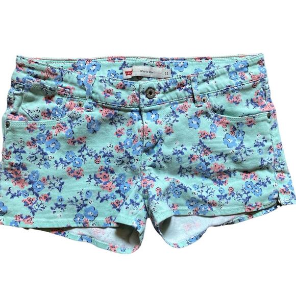 Levi's  Shorty Shorts Floral Multi Color Pockets size 11 - Picture 1 of 13